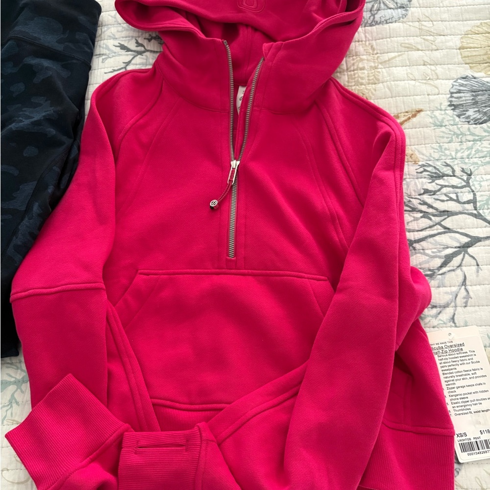 Lululemon scuba oversized Bright Pink Half zip hoodie Sweatshirt xs s nwt